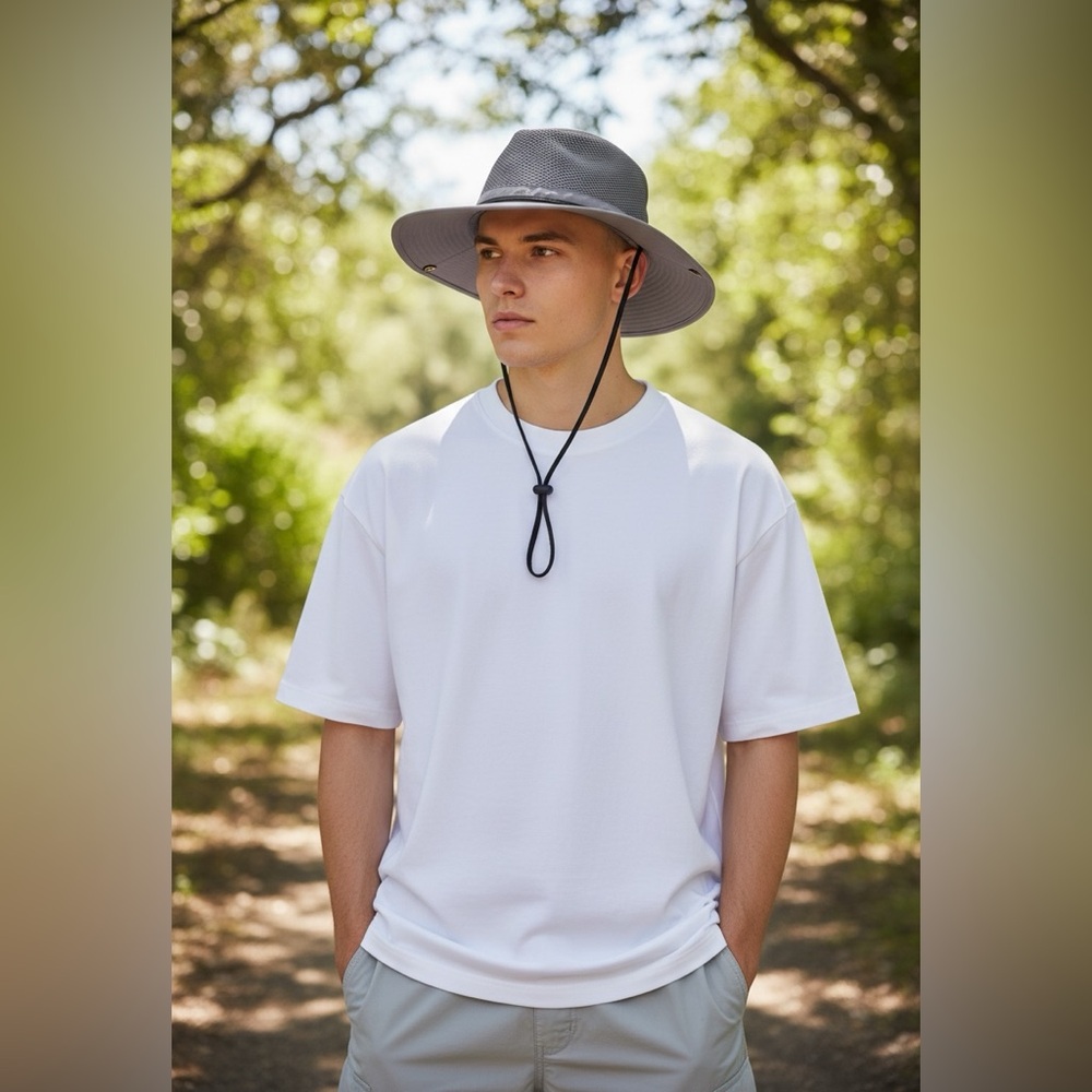 Coolibar Sun Hat L/XL Wide Brim UPF Ventilated Canvas Gray Outdoor Safari